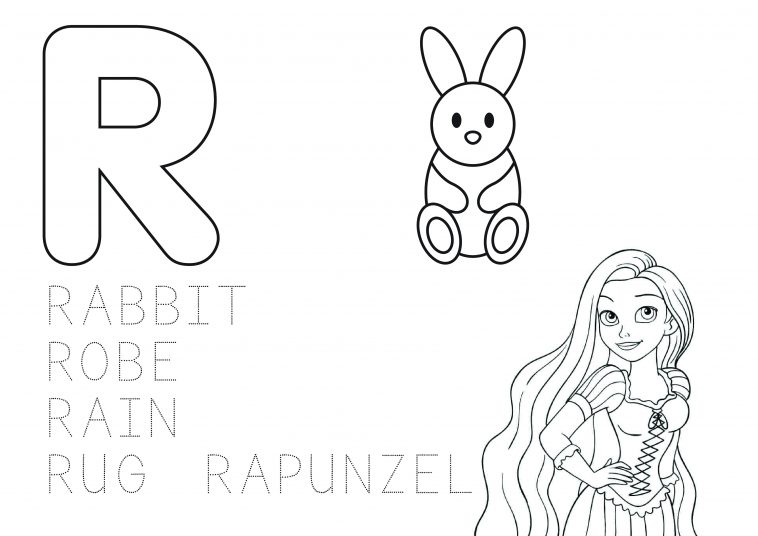 Learn the alphabet coloring page â letter r â educational printables â rapunzel