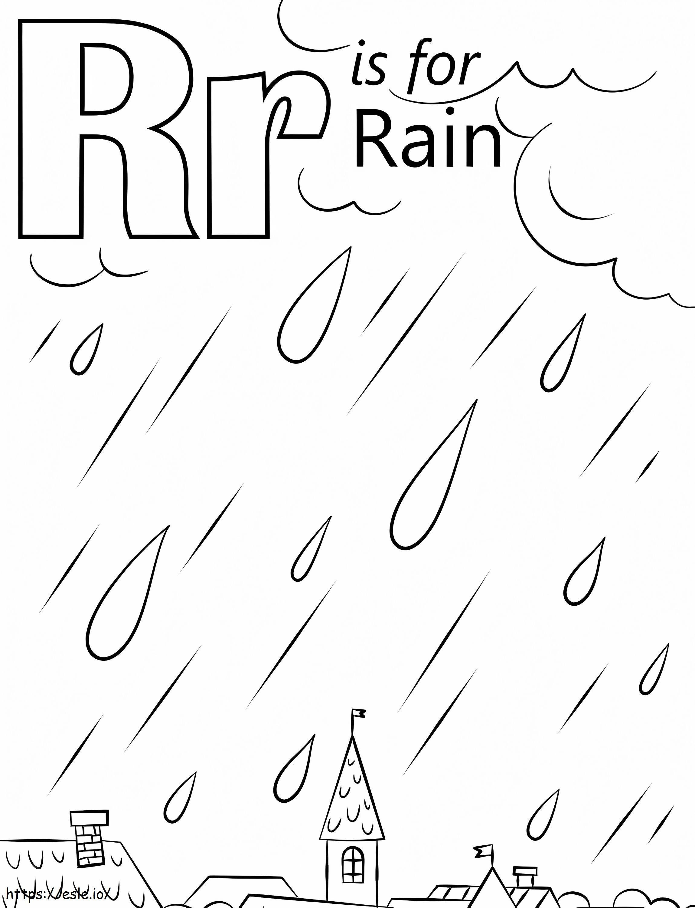 Rain letter r coloring page