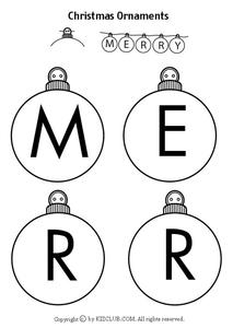 Christmas ornaments worksheet for pre