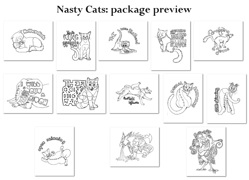 Cats adult coloring book rated r for nasty language