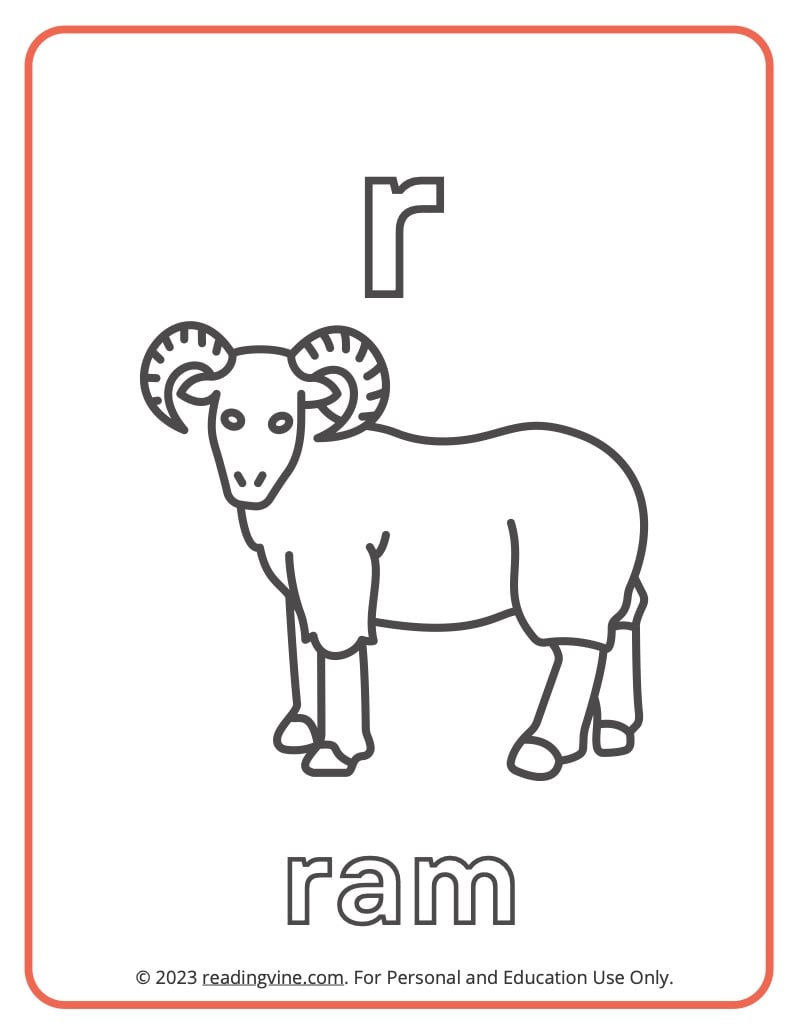 Letter r coloring pages