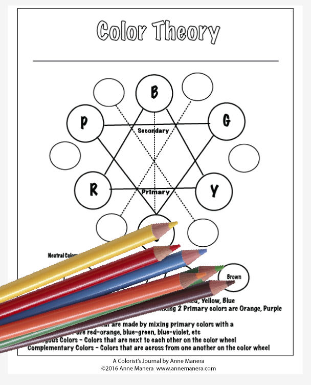 The color wheel printable coloring page hand drawn