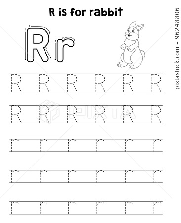 Rabbit animal tracing letter abc coloring page r