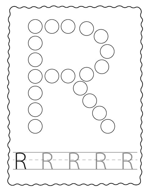 Premium vector dot marker alphabet tracing worksheet coloring pages