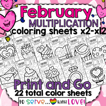 Multiplication coloring worksheet x tpt