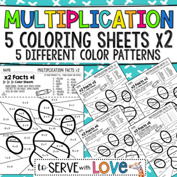 Multiplication coloring worksheet x tpt