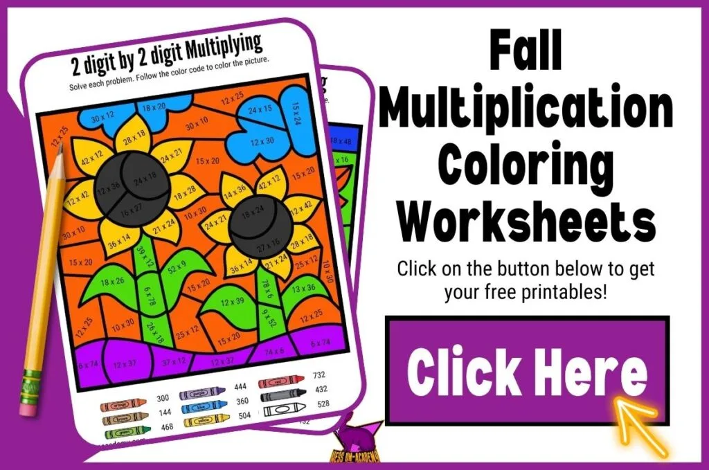 Free digit by digit fall multiplication coloring sheets