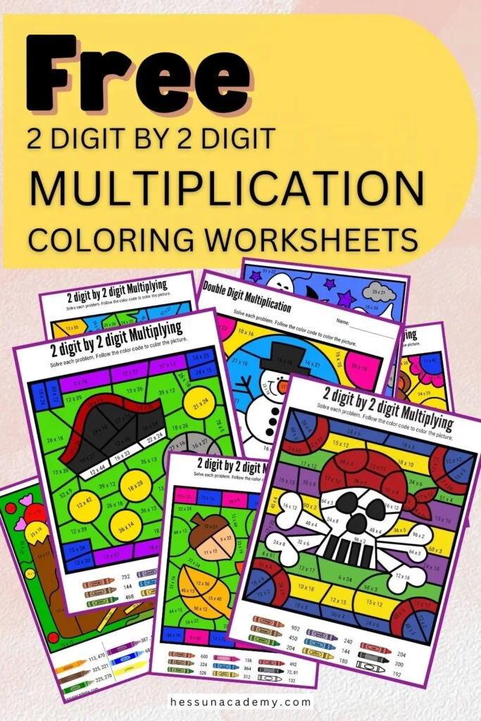 Free digit by digit multiplication coloring worksheets