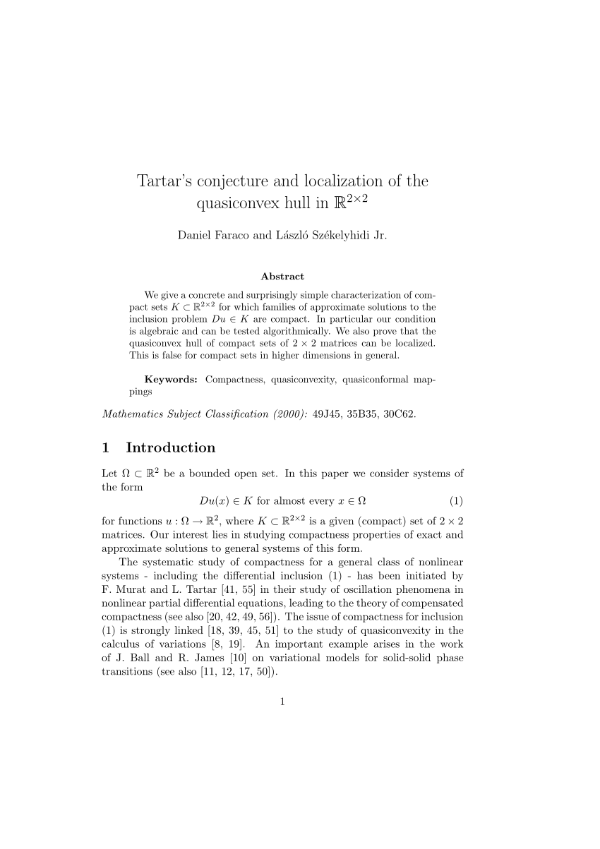 Pdf tartars conjecture and localization of the quasiconvex hull in âx