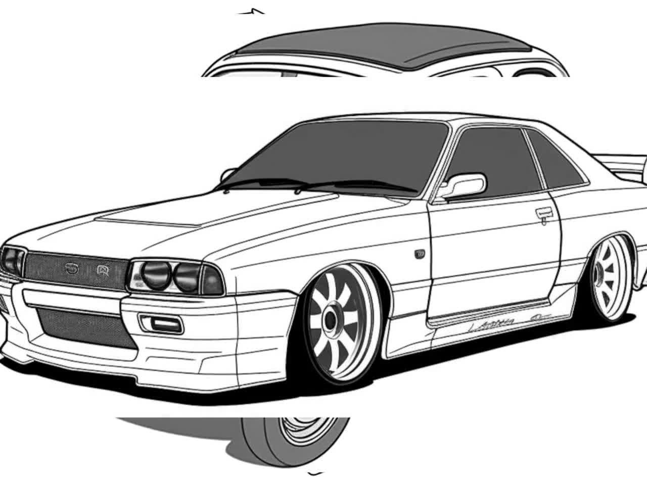 Car coloring book for adults printable pdf pages instant