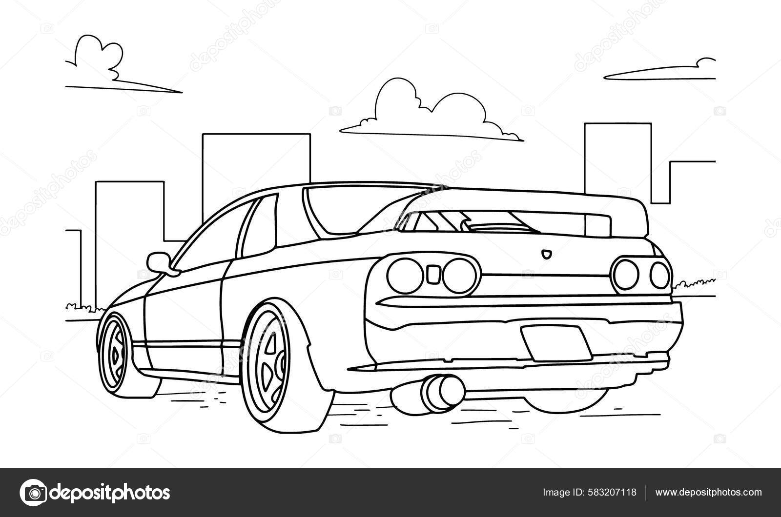 Car line art illustration coloring book shirt stock vector by ahmedrazu