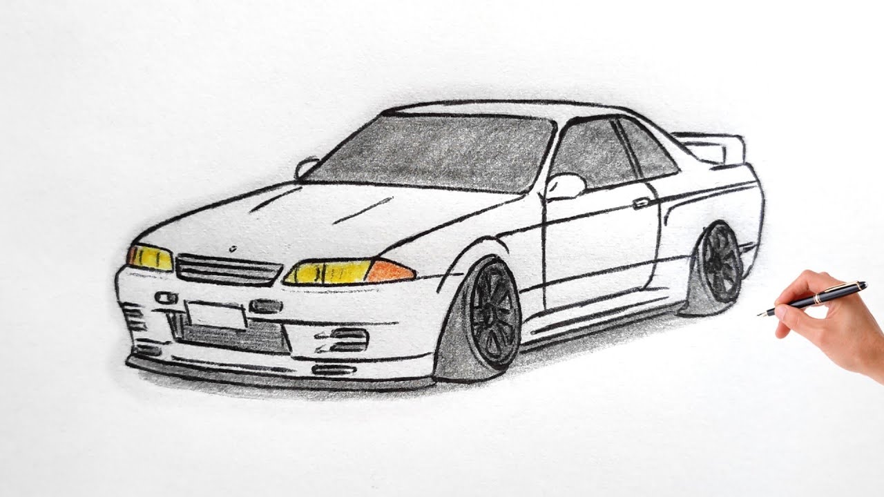 How to draw a nissan skyline gtr r drawing a d car coloring nissan gt