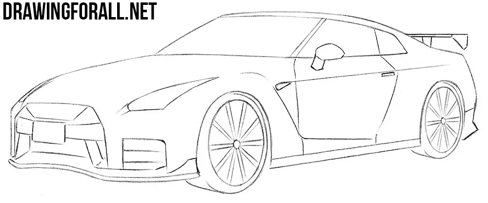 How to draw a nissan gt