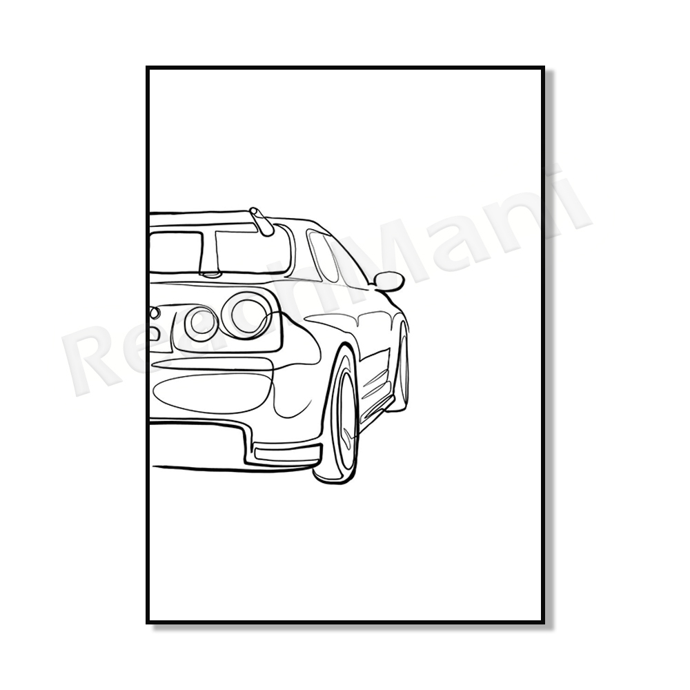 Car poster mazda mx miata skyline gtr skyline r r r r gtr nismo z tune line art classic print car poster