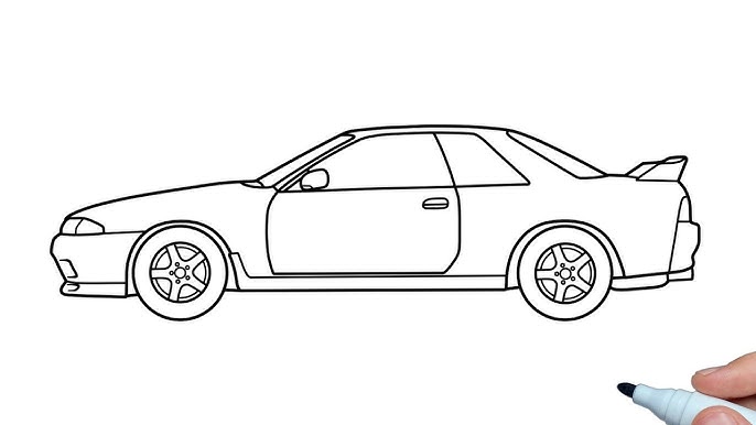 How to draw a nissan skyline gt