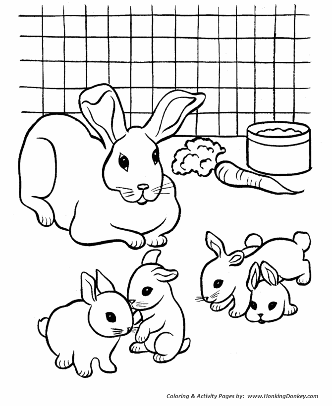 Pets coloring pages free printable rabbits in a cage eating carrots coloring pages for pre