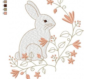 Delicate bunny embroidery design animal embroidery designs machine embroidery pattern rabbit embroidery file instant download digital