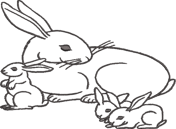 Bunny coloring embroidery designs or line art design