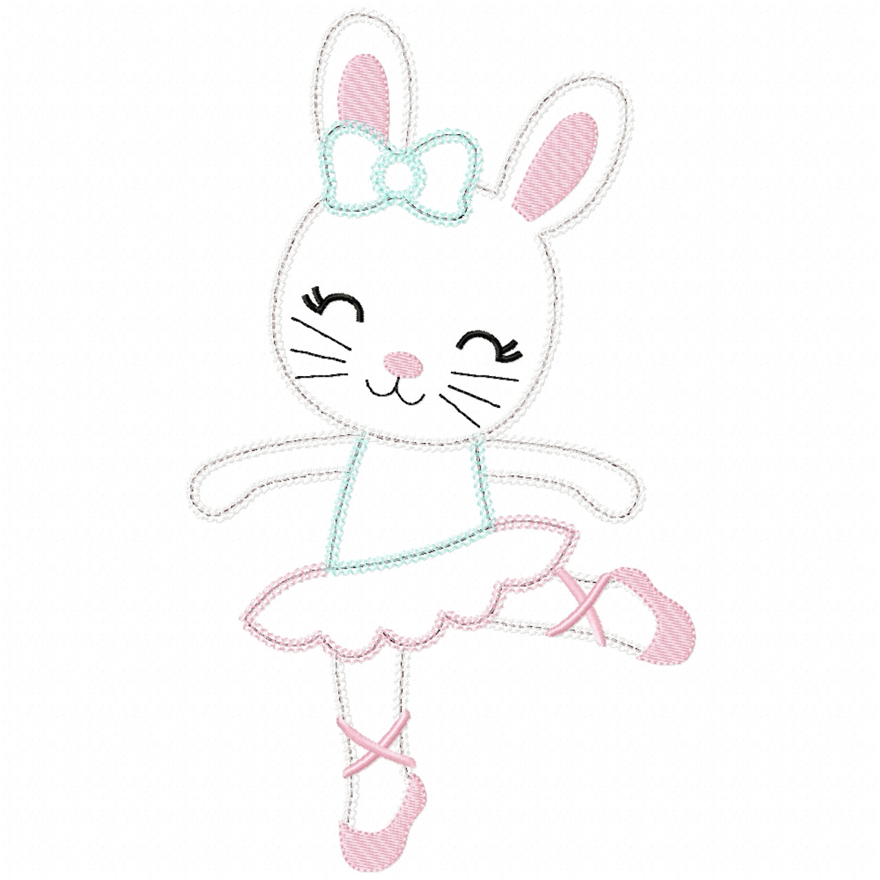 Ballerina bunny vintage and chain applique embroidery machine design