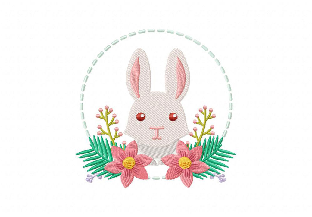 Cute floral rabbit embroidery design â daily embroidery