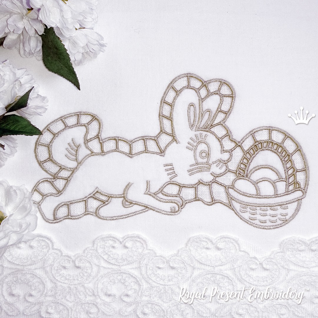 Machine embroidery design easter bunny richelieu