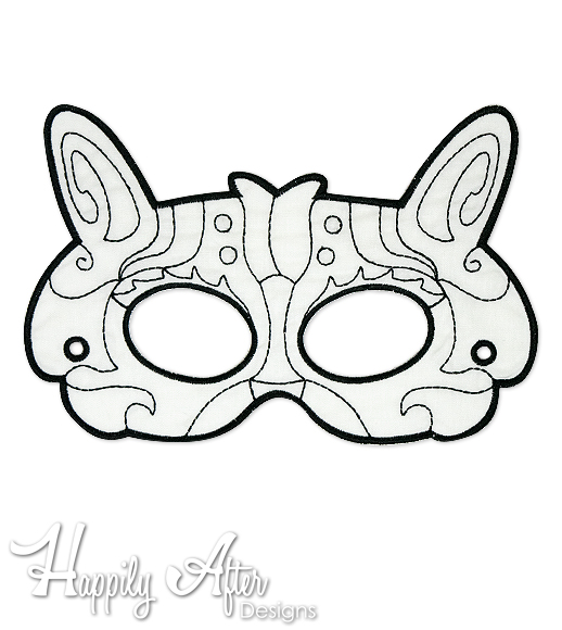 Rabbit ith coloring mask embroidery design â happily after designs