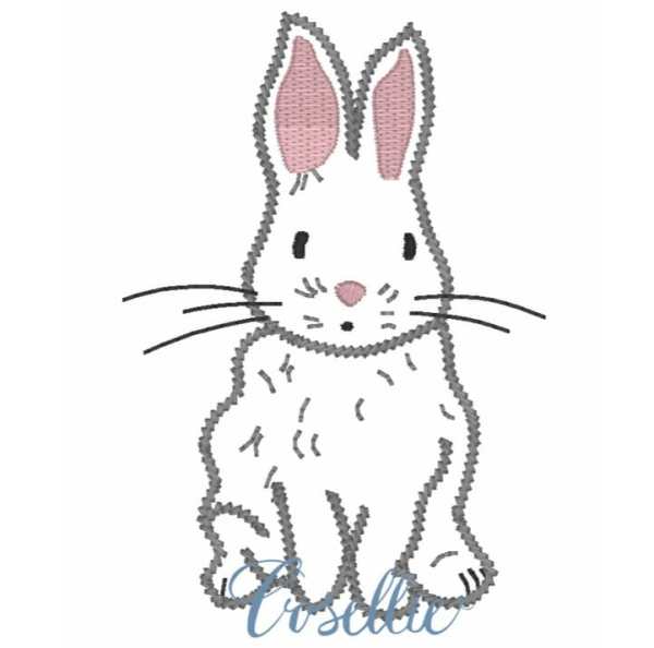 Bunny outline embroidery design machine embroidery design