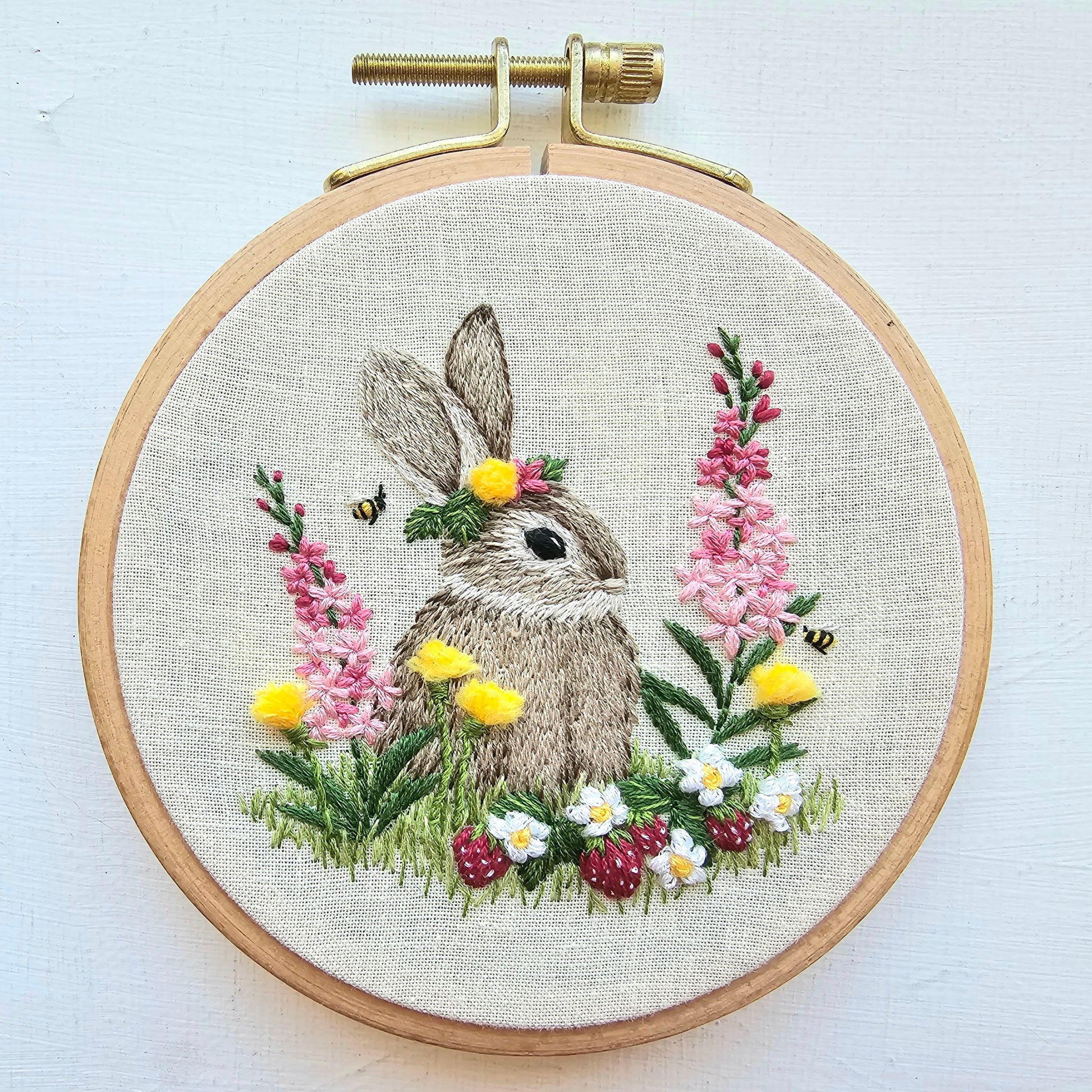 Berry patch bunny embroidery kit â jessica long embroidery