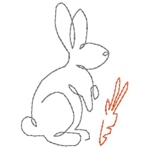 Outline rabbit embroidery design