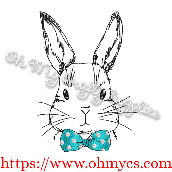 Sketch boy bunny with bow tie embroidery design â oh my crafty supplies inc