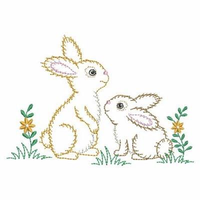 Colorwork rabbits embroidery design