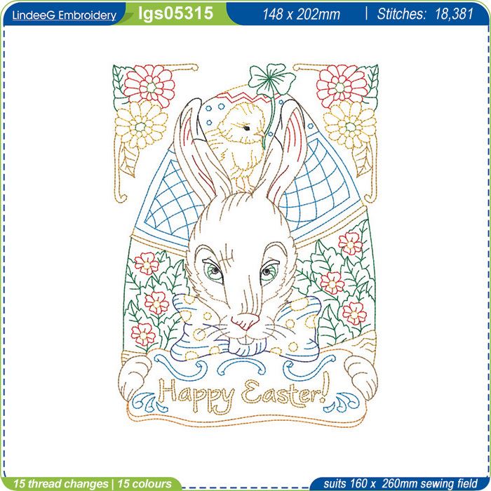 Vintage easter bunny embroidery designs