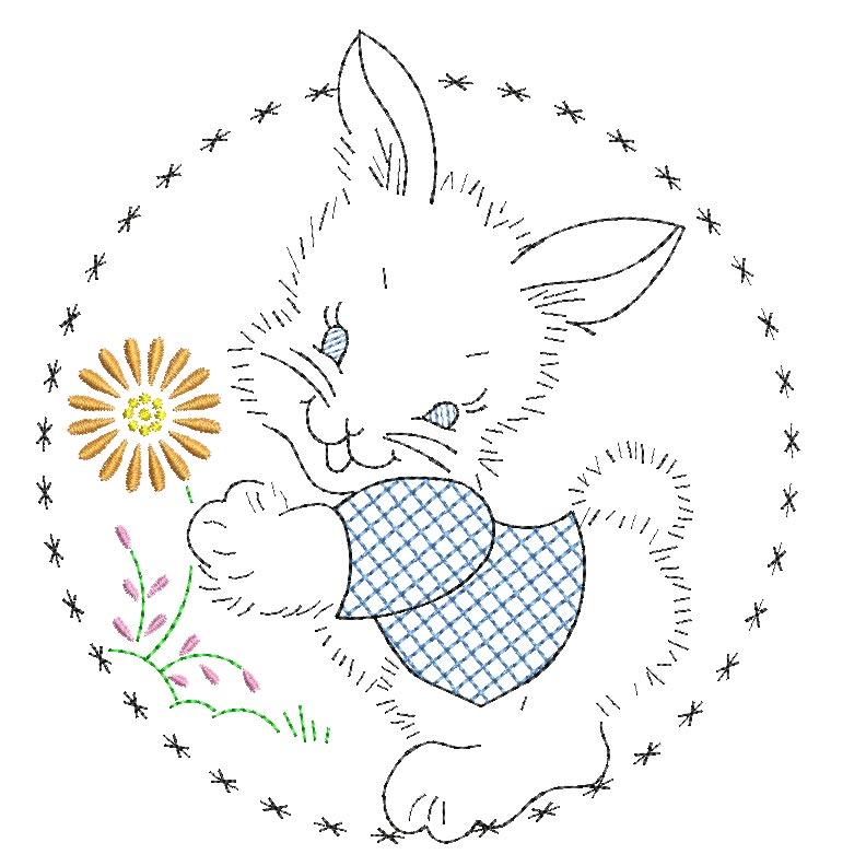 Bunny hand embroidery style embroidery designs