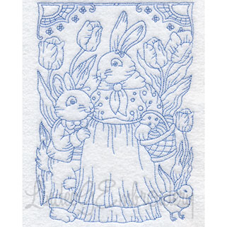 Mama bunny son redwork lindeeg embroidery