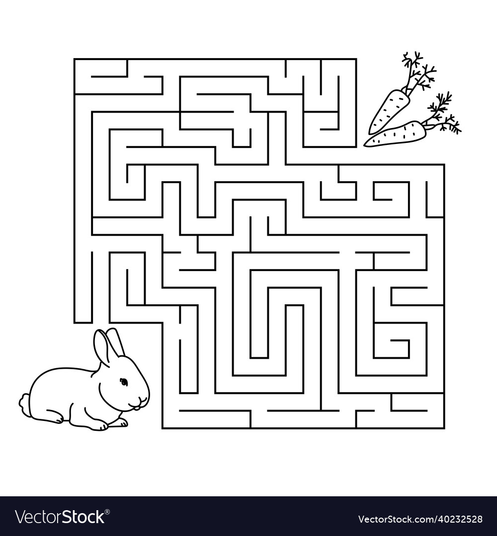 Maze game feed the animal coloring page royalty free vector