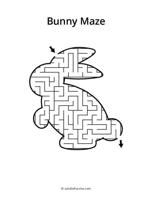 Bunny maze puzzle printable for kids printable mazes mazes for kids printable puzzles for kids