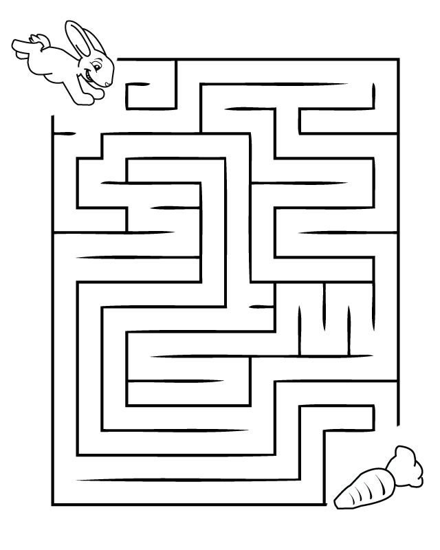 Bunny maze activity sheets for kids mazes for kids printable mazes for kids