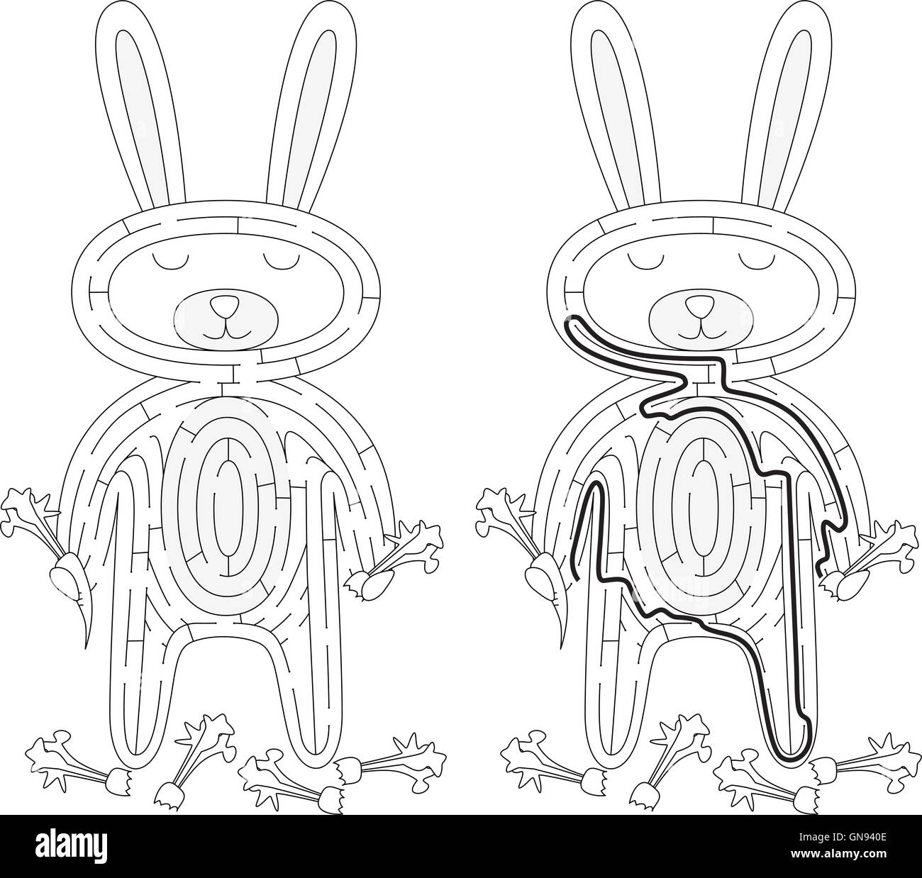 White rabbit maze stock vector image art