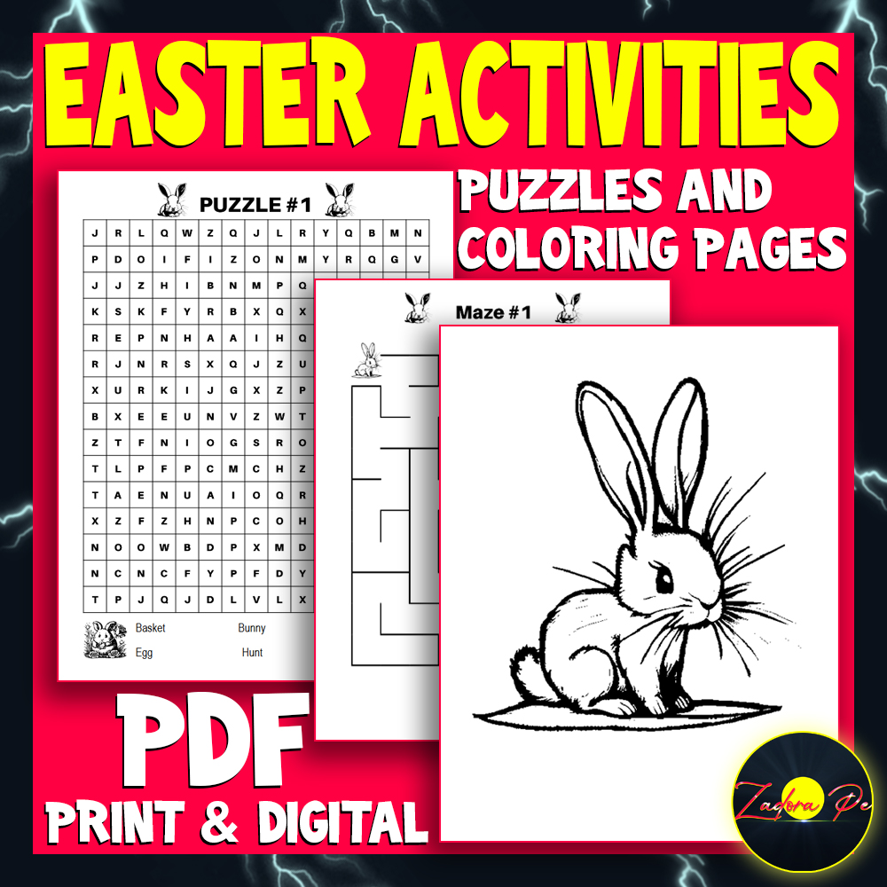 Easter activities coloring pages worksheets mazes