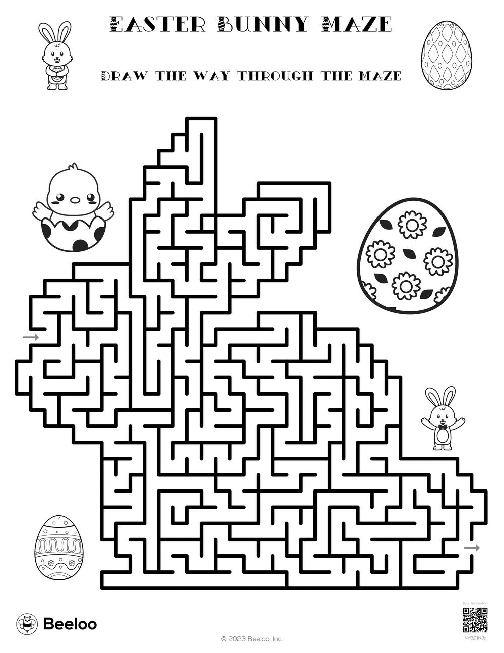 Easter bunny maze â printable crafts and activities for kids