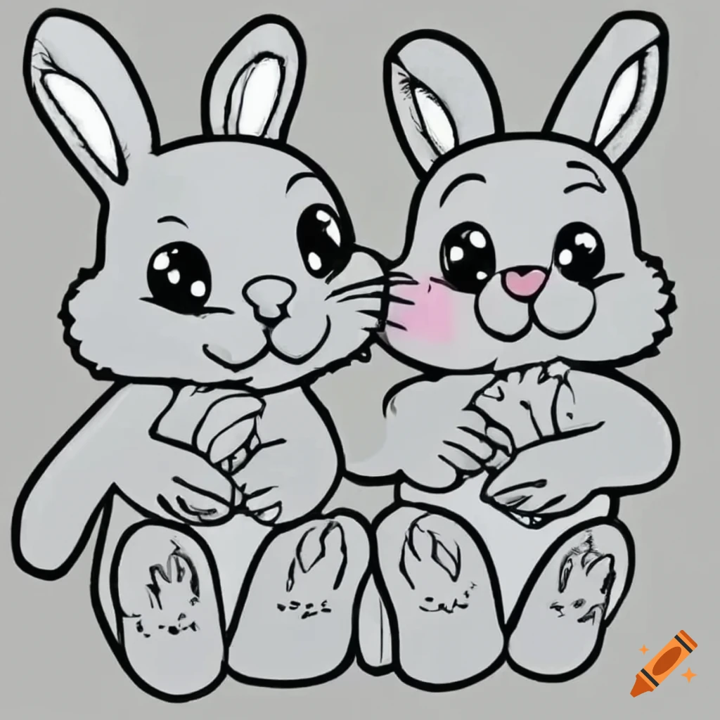 Printable coloring pages of cute bunnies for kids to enjoy on