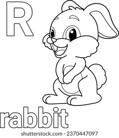 Animal alphabetrrabbit cartoon coloring page vector stock vector royalty free