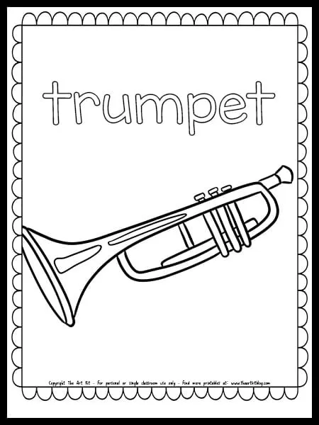 Trumpet coloring page free printable download â the art kit