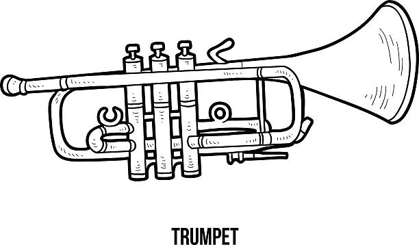 Coloring book for children musical instruments trumpet stock illustrations royalty