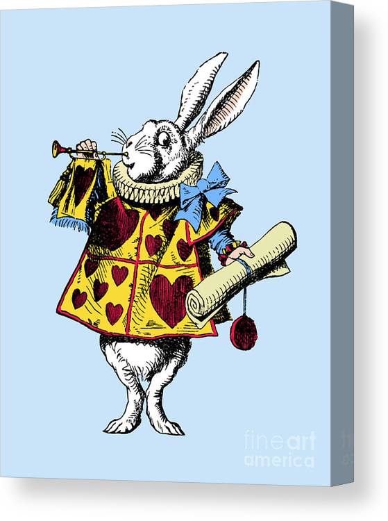 White rabbit with trumpet alice in wonderland canvas print canvas art by madame memento