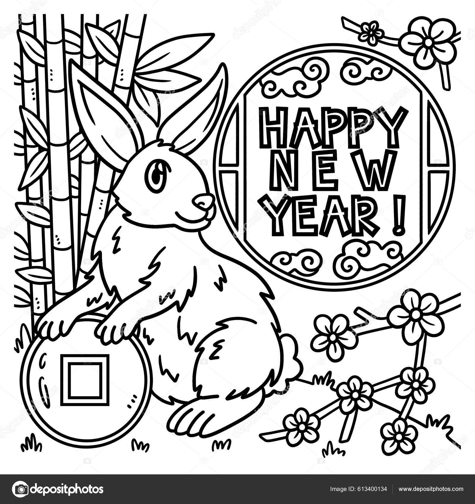 Cute funny coloring page happy new year provides hours coloring stock vector by abbydesign