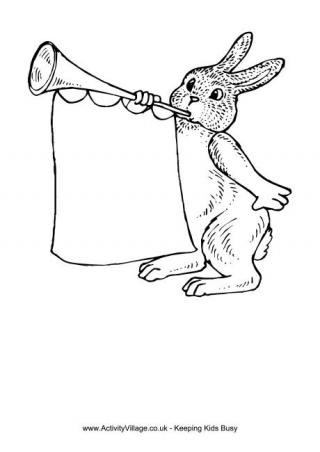 Easter bunny and trumpet louring page