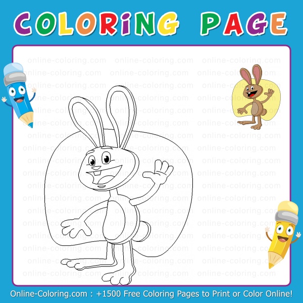 Happy easter bunny free online coloring page