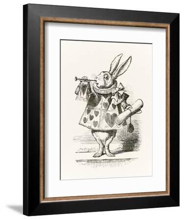 The white rabbit with trumpet and scroll heralding the accusation from alice in wonderland by le giclee print