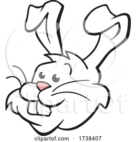 Clipart of a white herald rabbit holding a scroll and blowing a trumpet